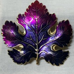 Iridescent Purple Leaf Brooch